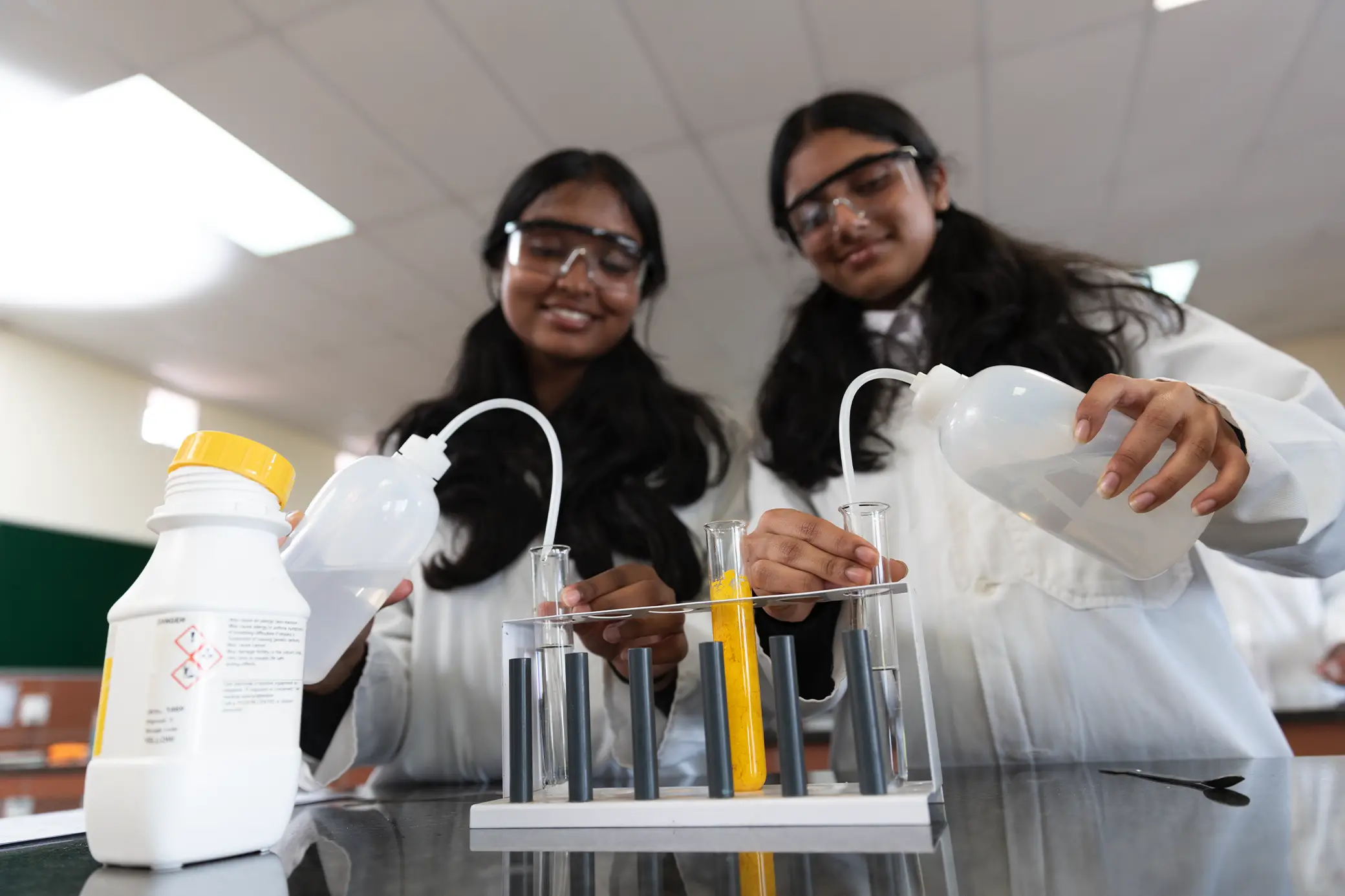 Science lab experiment at Summerhill College