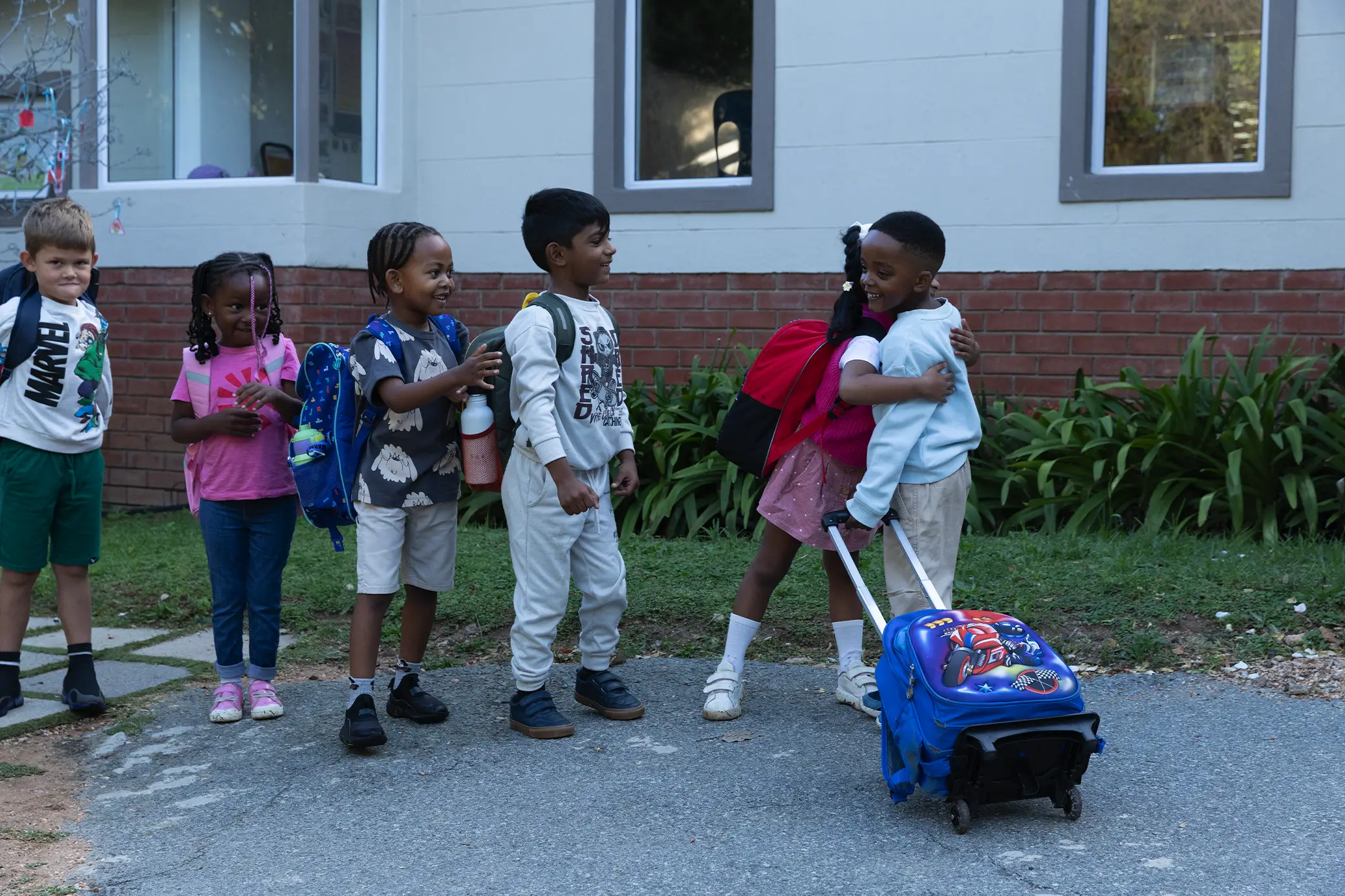 Children arriving at Summerhill Nursery School